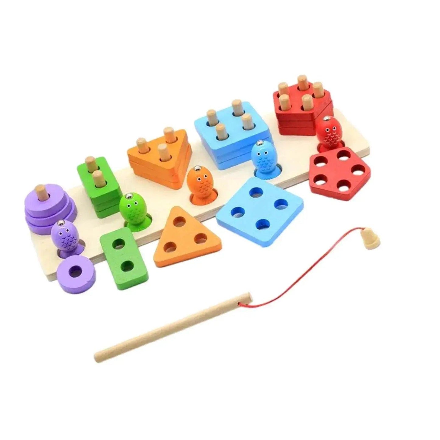  Montessori Math Fishing Board Wooden Learning Toy For Toddlers Ages 1 To 3 Counting Shapes -  ToylandEU™