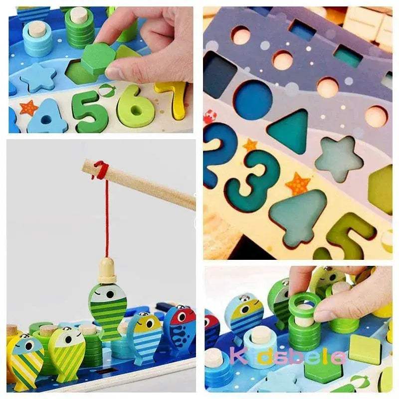 Montessori Math Toys For Toddlers Wooden Puzzle Fishing Game - ToylandEU