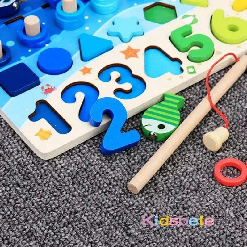 Montessori Math Toys For Toddlers Wooden Puzzle Fishing Game - ToylandEU