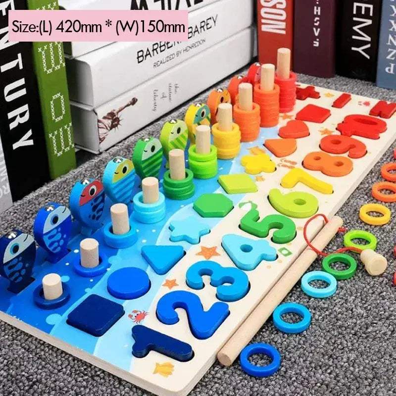 Montessori Math Toys For Toddlers Wooden Puzzle Fishing Game - ToylandEU