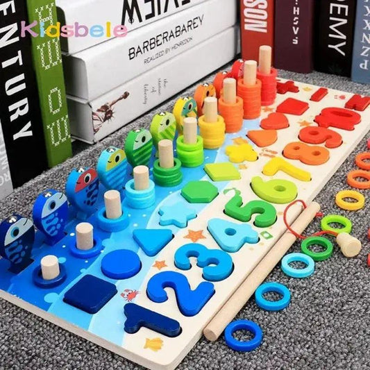  Montessori Math Toys Wooden Puzzle Fishing Game Stem -  ToylandEU™