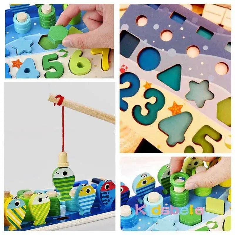  Montessori Math Toys Wooden Puzzle Fishing Game Stem -  ToylandEU™