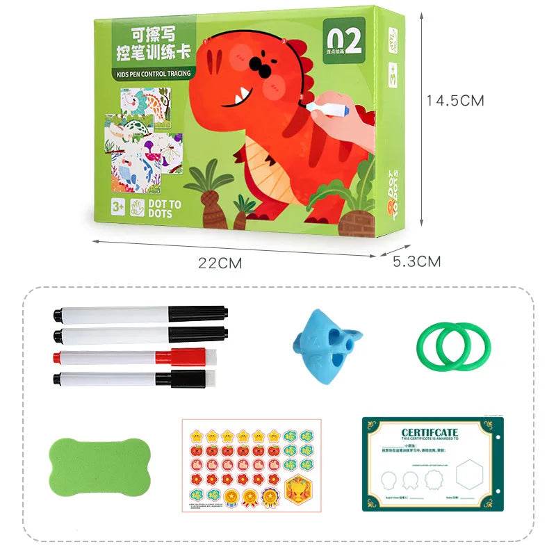 Children Drawing Toy Pen Control Training Color Shape Math Match Game Set Toddler Learning Montessori Educational Activity - ToylandEU