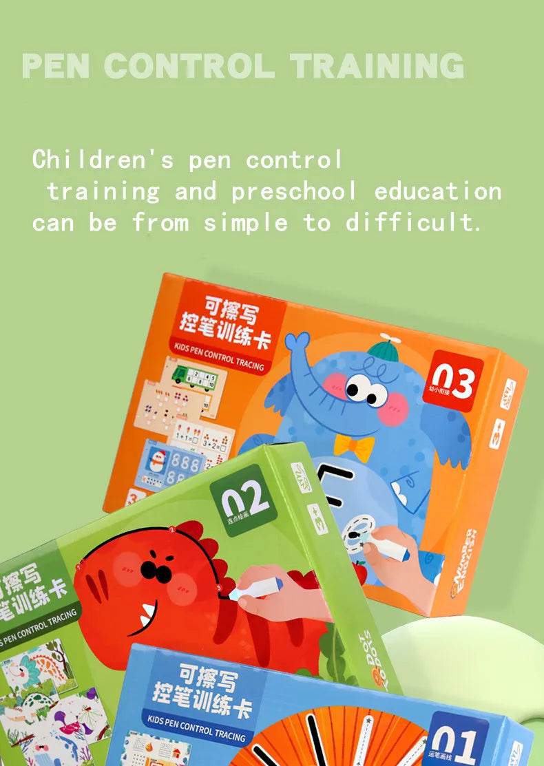 Children Drawing Toy Pen Control Training Color Shape Math Match Game Set Toddler Learning Montessori Educational Activity - ToylandEU