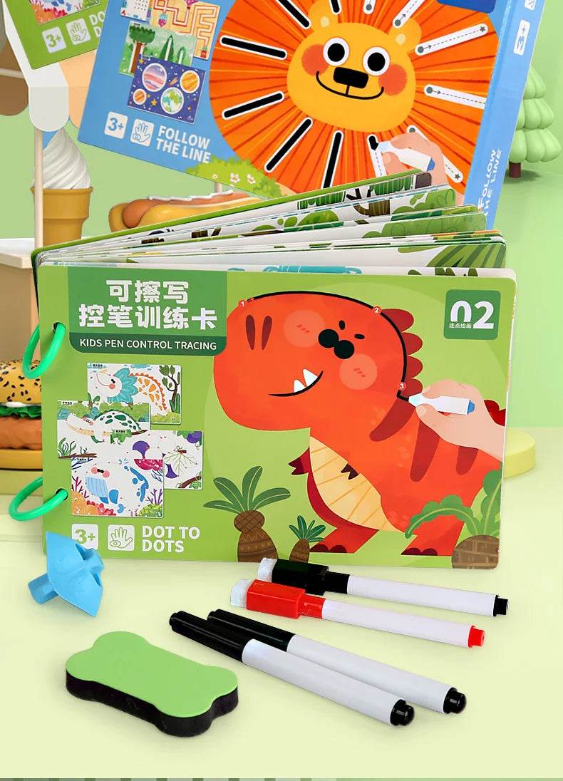 Children Drawing Toy Pen Control Training Color Shape Math Match Game Set Toddler Learning Montessori Educational Activity - ToylandEU