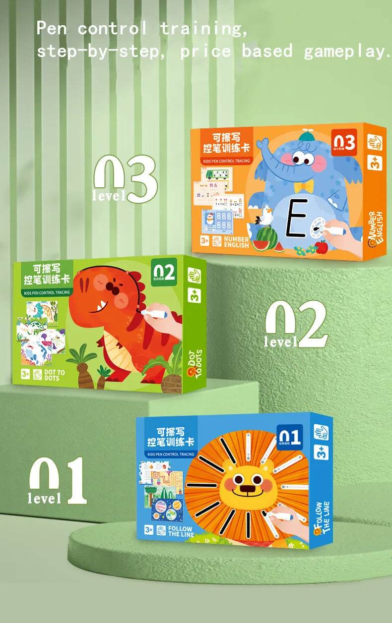 Children Drawing Toy Pen Control Training Color Shape Math Match Game Set Toddler Learning Montessori Educational Activity - ToylandEU