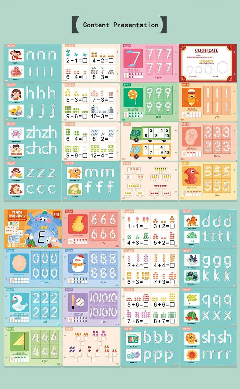 Children Drawing Toy Pen Control Training Color Shape Math Match Game Set Toddler Learning Montessori Educational Activity - ToylandEU