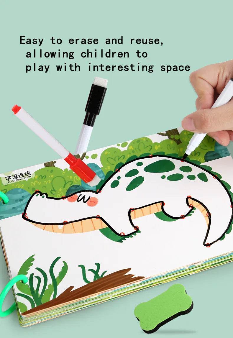 Children Drawing Toy Pen Control Training Color Shape Math Match Game Set Toddler Learning Montessori Educational Activity - ToylandEU