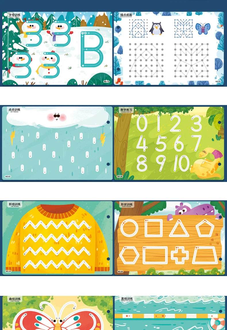 Children Drawing Toy Pen Control Training Color Shape Math Match Game Set Toddler Learning Montessori Educational Activity - ToylandEU