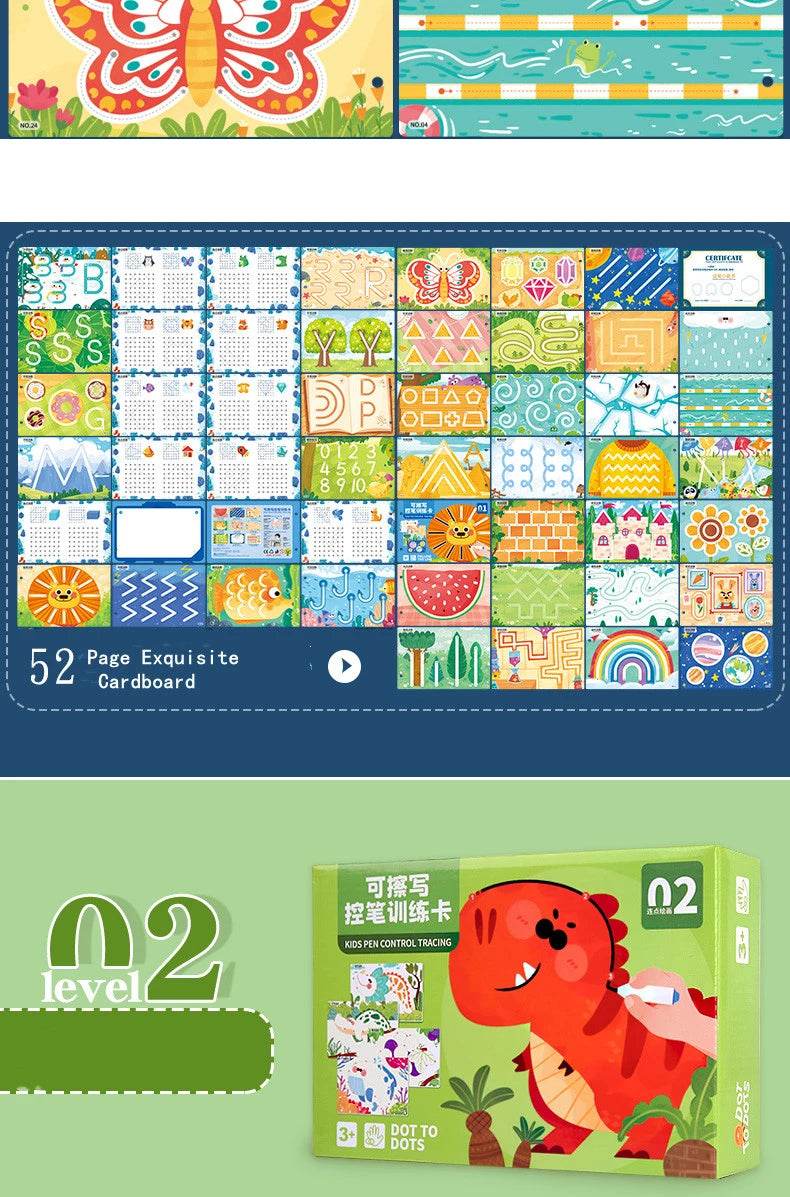 Children Drawing Toy Pen Control Training Color Shape Math Match Game Set Toddler Learning Montessori Educational Activity - ToylandEU