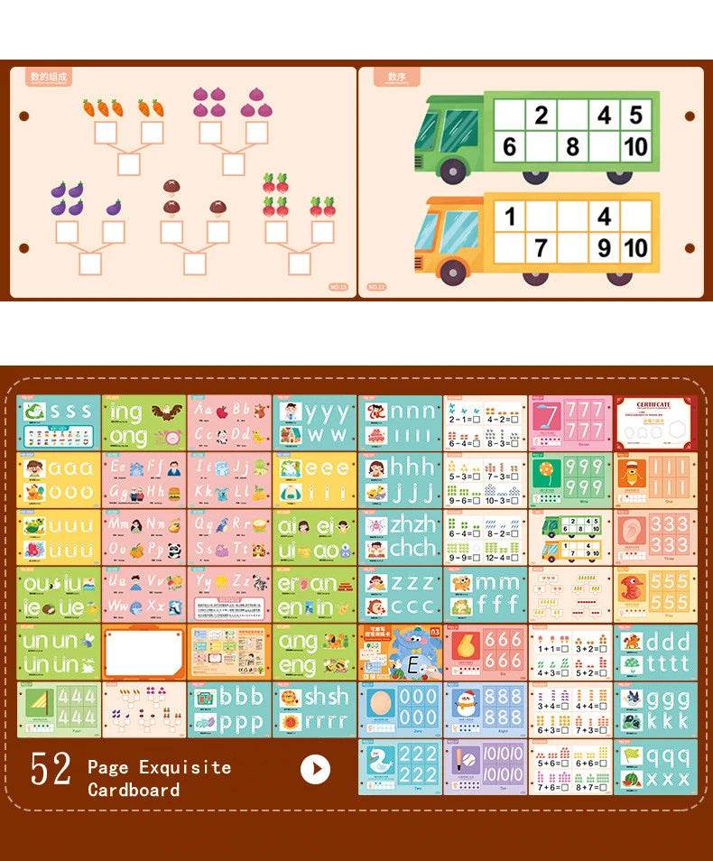 Children Drawing Toy Pen Control Training Color Shape Math Match Game Set Toddler Learning Montessori Educational Activity - ToylandEU