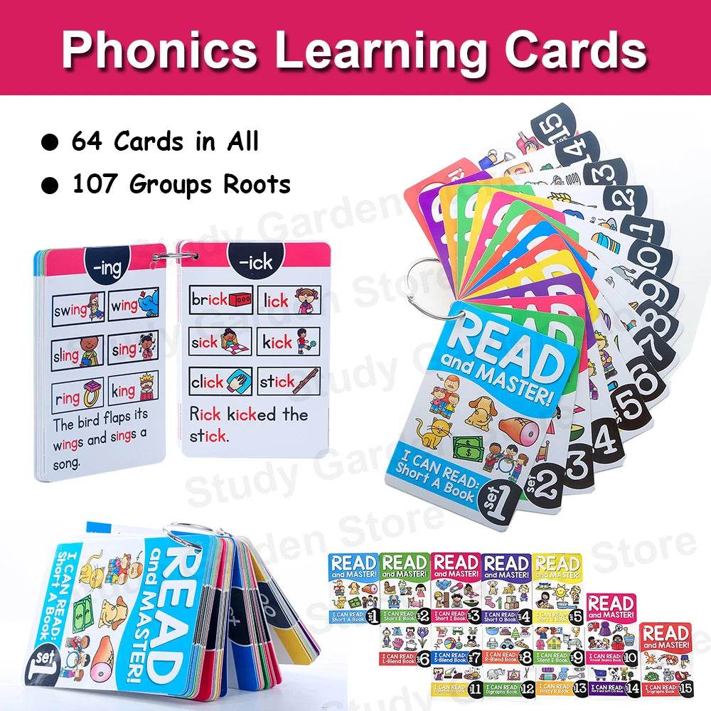 Montessori English Phonics Learning Cards Kindergarten Educational Toys for Children Teacher Teaching Aid Flashcards - ToylandEU