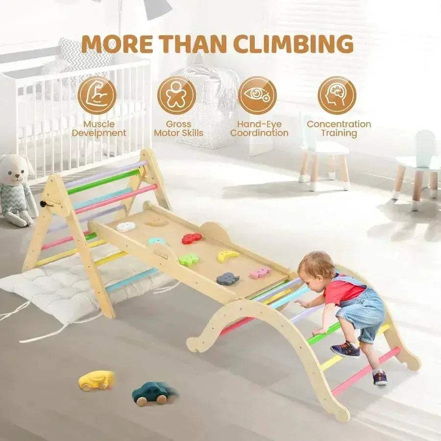 Montessori Pikler Triangle Climbing Set With Large Cushion - ToylandEU