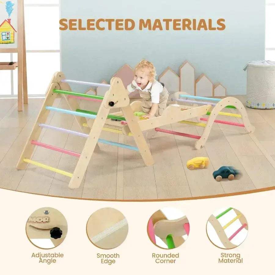Montessori Pikler Triangle Climbing Set With Large Cushion - ToylandEU