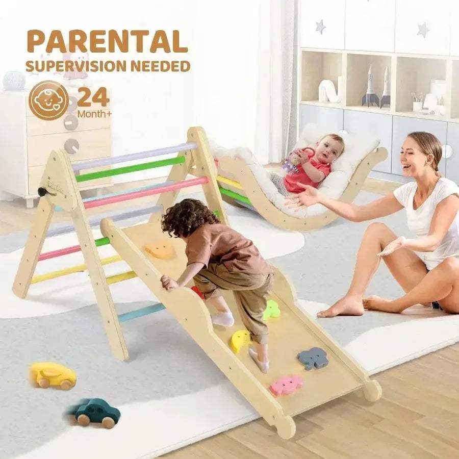 Montessori Pikler Triangle Climbing Set With Large Cushion - ToylandEU