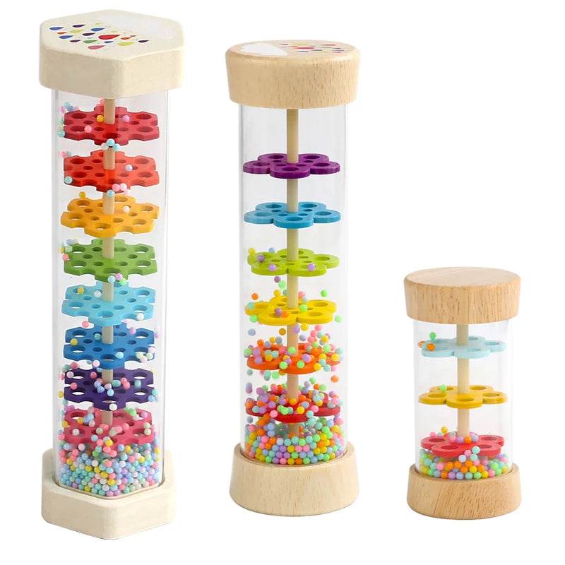 Montessori Baby Rain Stick Rainbow Hourglass Rain Music Rattle Educational Toy for Kids - ToylandEU