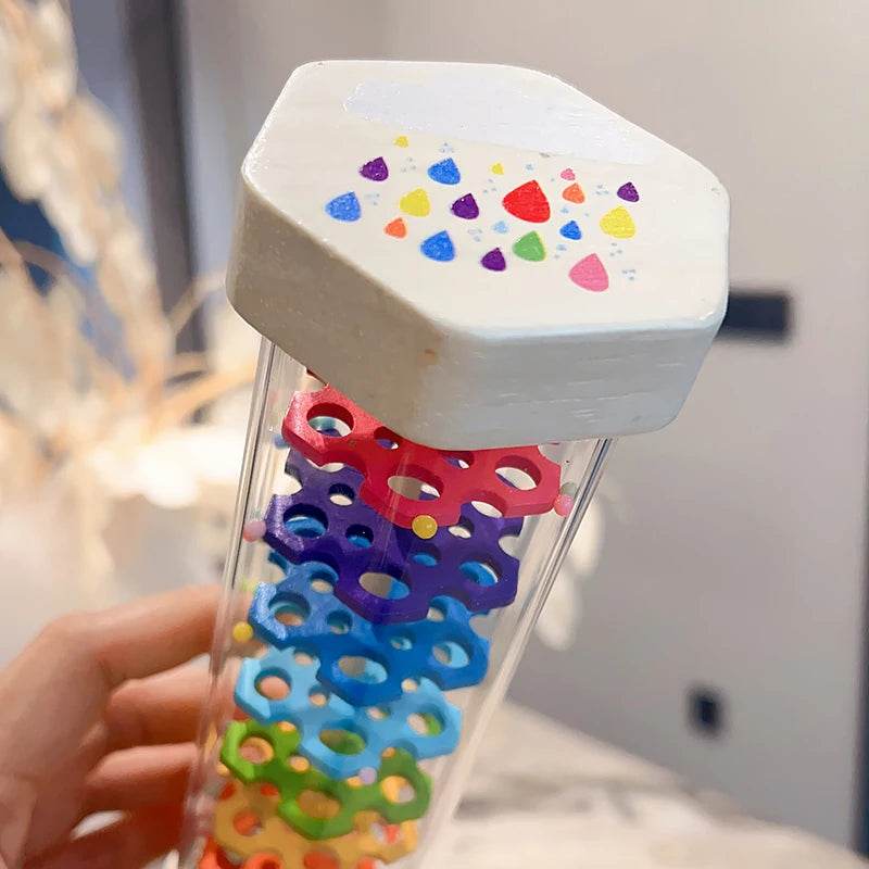 Montessori Baby Rain Stick Rainbow Hourglass Rain Music Rattle Educational Toy for Kids - ToylandEU