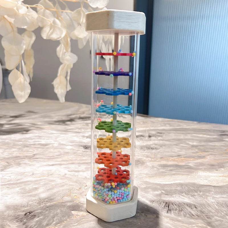 Montessori Baby Rain Stick Rainbow Hourglass Rain Music Rattle Educational Toy for Kids - ToylandEU