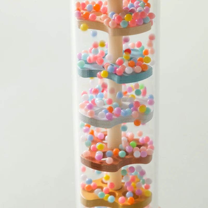 Montessori Baby Rain Stick Rainbow Hourglass Rain Music Rattle Colorful Sensory Toy for Kids - ToylandEU