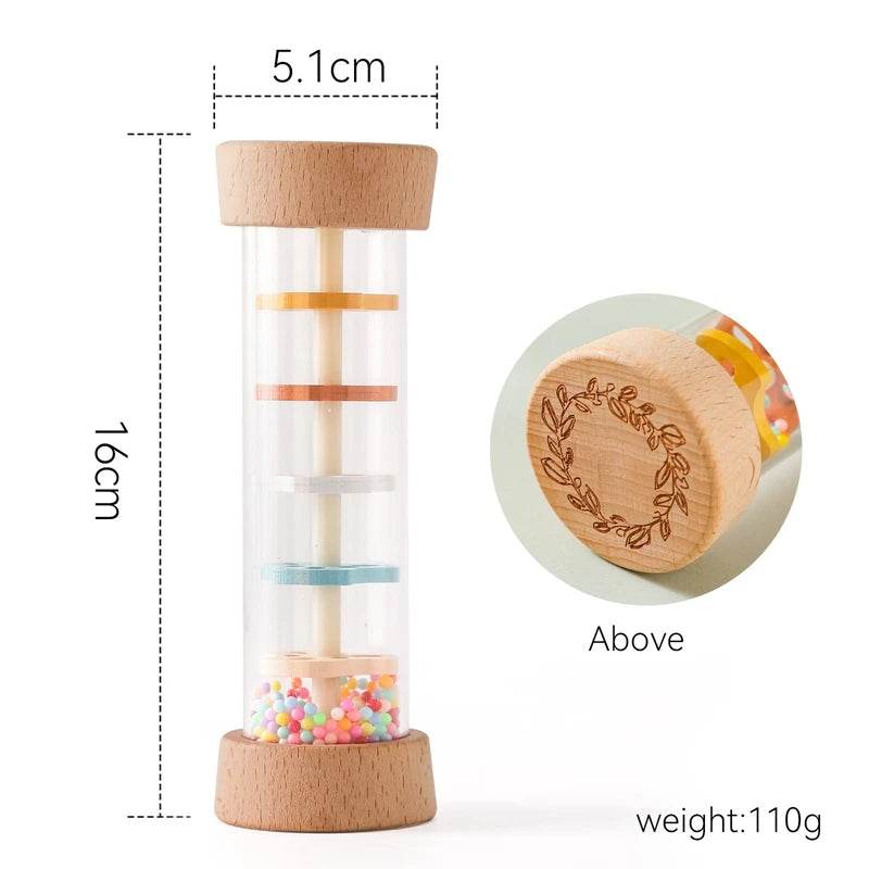 Montessori Baby Rain Stick Rainbow Hourglass Rain Music Rattle Colorful Sensory Toy for Kids - ToylandEU