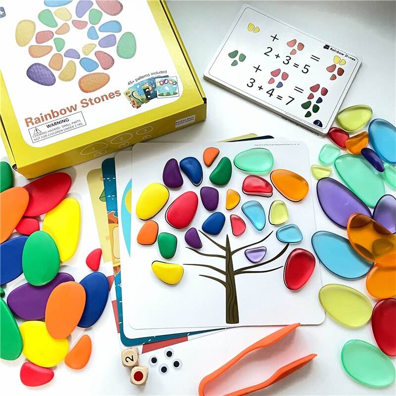 Montessori Rainbow Pebbles: Забавна игра за подреждане и сортиране на цветове за деца - ToylandEU