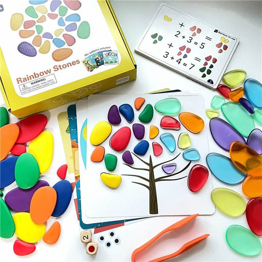 Montessori Rainbow Pebbles: Fun Stacking & Color Sorting Game for Kids - ToylandEU