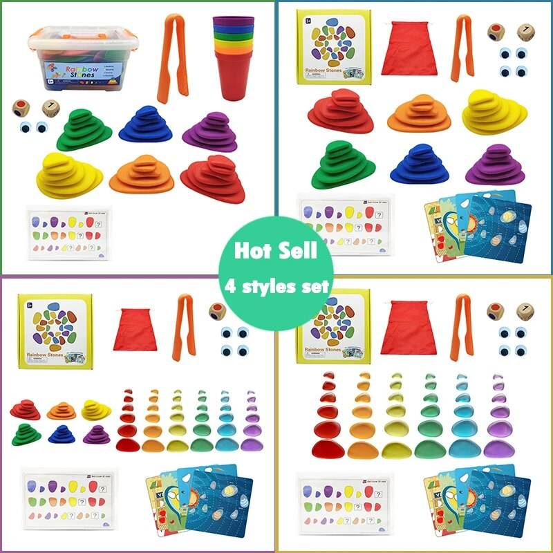 Montessori Rainbow Pebbles: Забавна игра за подреждане и сортиране на цветове за деца - ToylandEU