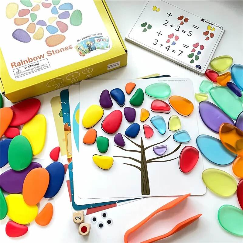 Montessori Rainbow Pebbles: Забавна игра за подреждане и сортиране на цветове за деца - ToylandEU