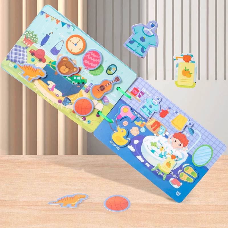 Montessori Repeatedly Sticker Busy Card Book Baby Paste Readings Numbers Matching Puzzle Game Educational Toys For Kids Gifts - ToylandEU