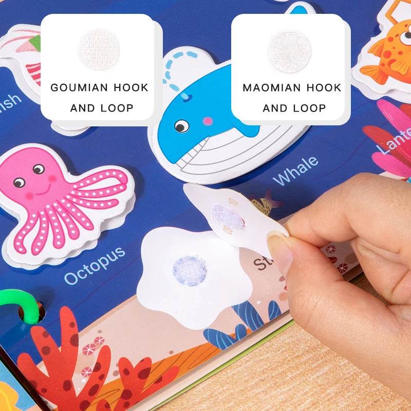 Montessori Repeatedly Sticker Busy Card Book Baby Paste Readings Numbers Matching Puzzle Game Educational Toys For Kids Gifts - ToylandEU