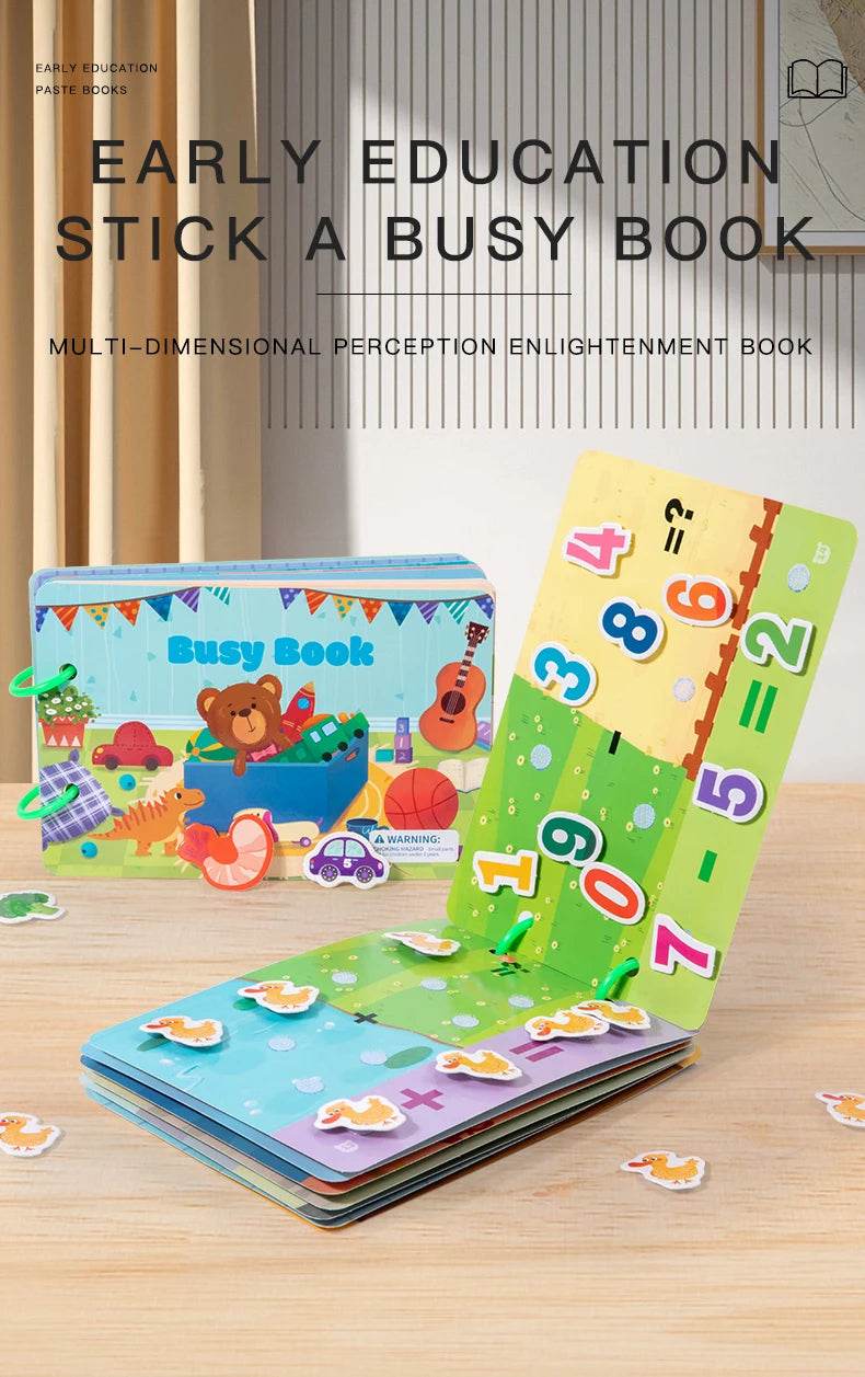 Montessori Repeatedly Sticker Busy Card Book Baby Paste Readings Numbers Matching Puzzle Game Educational Toys For Kids Gifts - ToylandEU