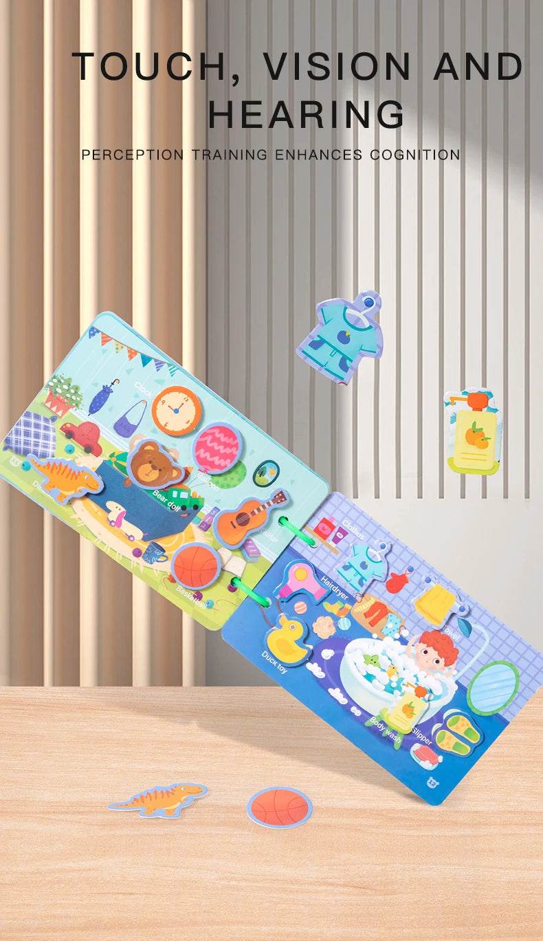 Montessori Repeatedly Sticker Busy Card Book Baby Paste Readings Numbers Matching Puzzle Game Educational Toys For Kids Gifts - ToylandEU