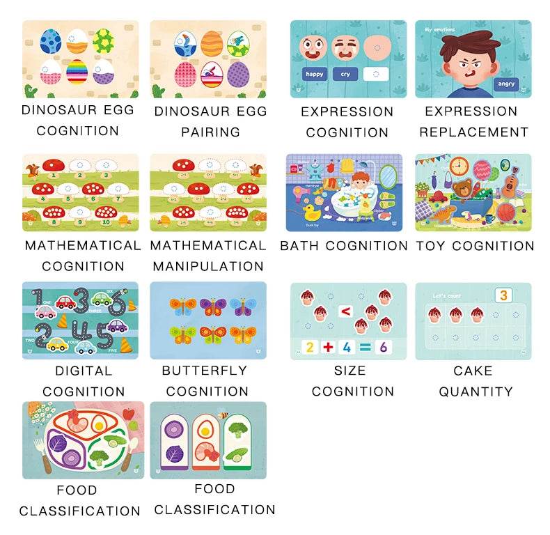 Montessori Repeatedly Sticker Busy Card Book Baby Paste Readings Numbers Matching Puzzle Game Educational Toys For Kids Gifts - ToylandEU