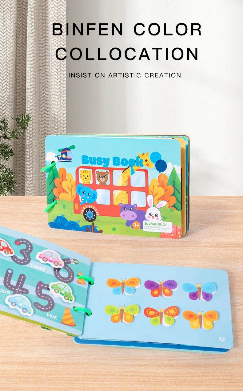 Montessori Repeatedly Sticker Busy Card Book Baby Paste Readings Numbers Matching Puzzle Game Educational Toys For Kids Gifts - ToylandEU