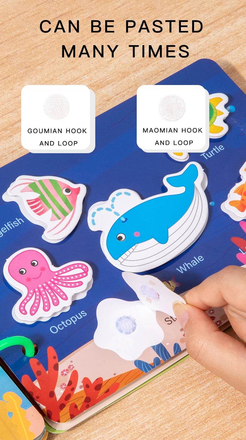 Montessori Repeatedly Sticker Busy Card Book Baby Paste Readings Numbers Matching Puzzle Game Educational Toys For Kids Gifts - ToylandEU