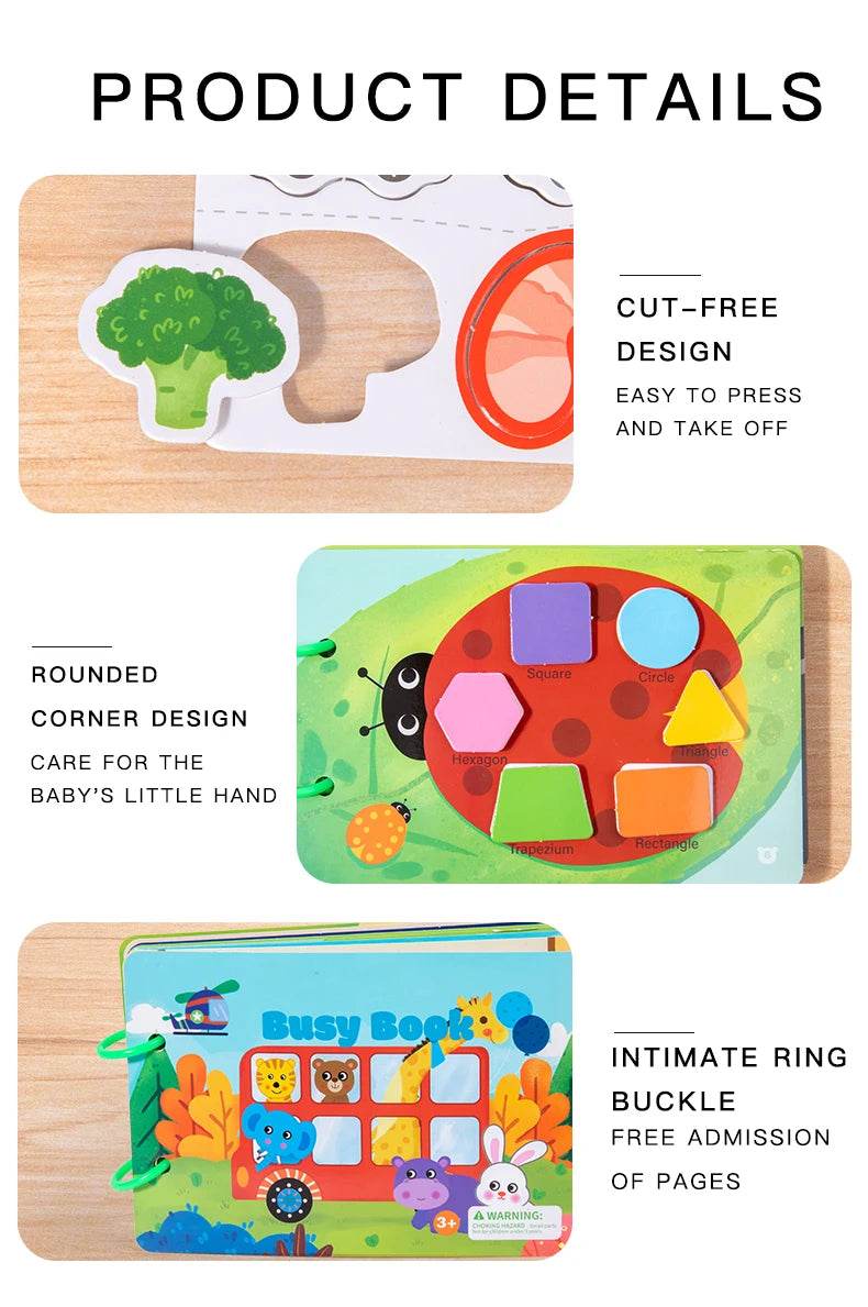 Montessori Repeatedly Sticker Busy Card Book Baby Paste Readings Numbers Matching Puzzle Game Educational Toys For Kids Gifts - ToylandEU