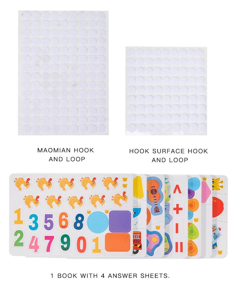 Montessori Repeatedly Sticker Busy Card Book Baby Paste Readings Numbers Matching Puzzle Game Educational Toys For Kids Gifts - ToylandEU