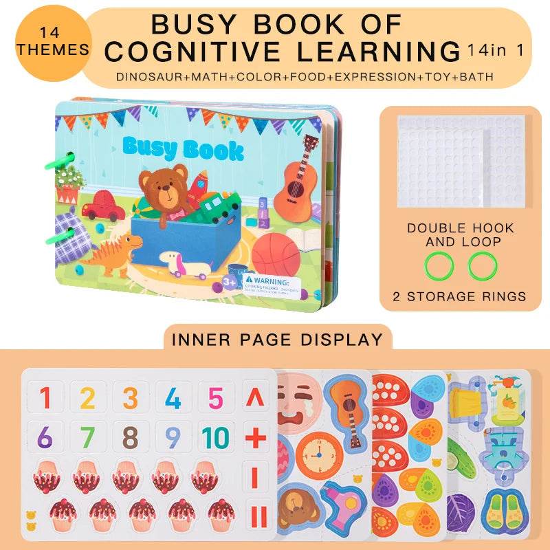 Montessori Repeatedly Sticker Busy Card Book Baby Paste Readings Numbers Matching Puzzle Game Educational Toys For Kids Gifts - ToylandEU