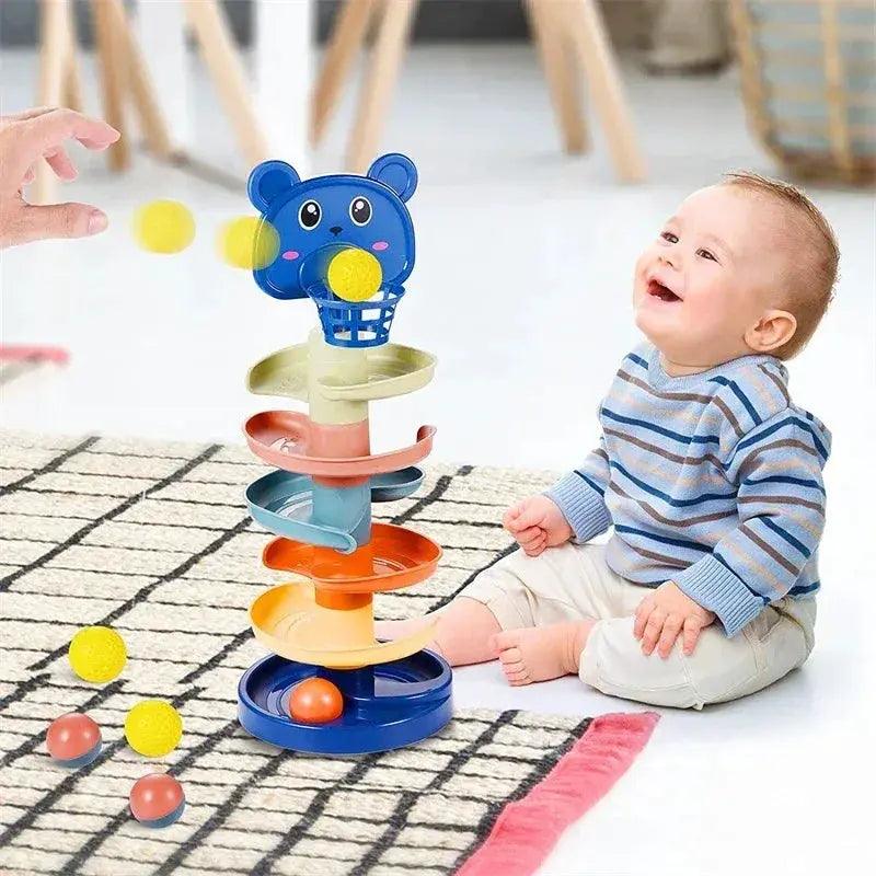  Montessori Rolling Ball Tower Toy Babies Toddlers Wood -  ToylandEU™