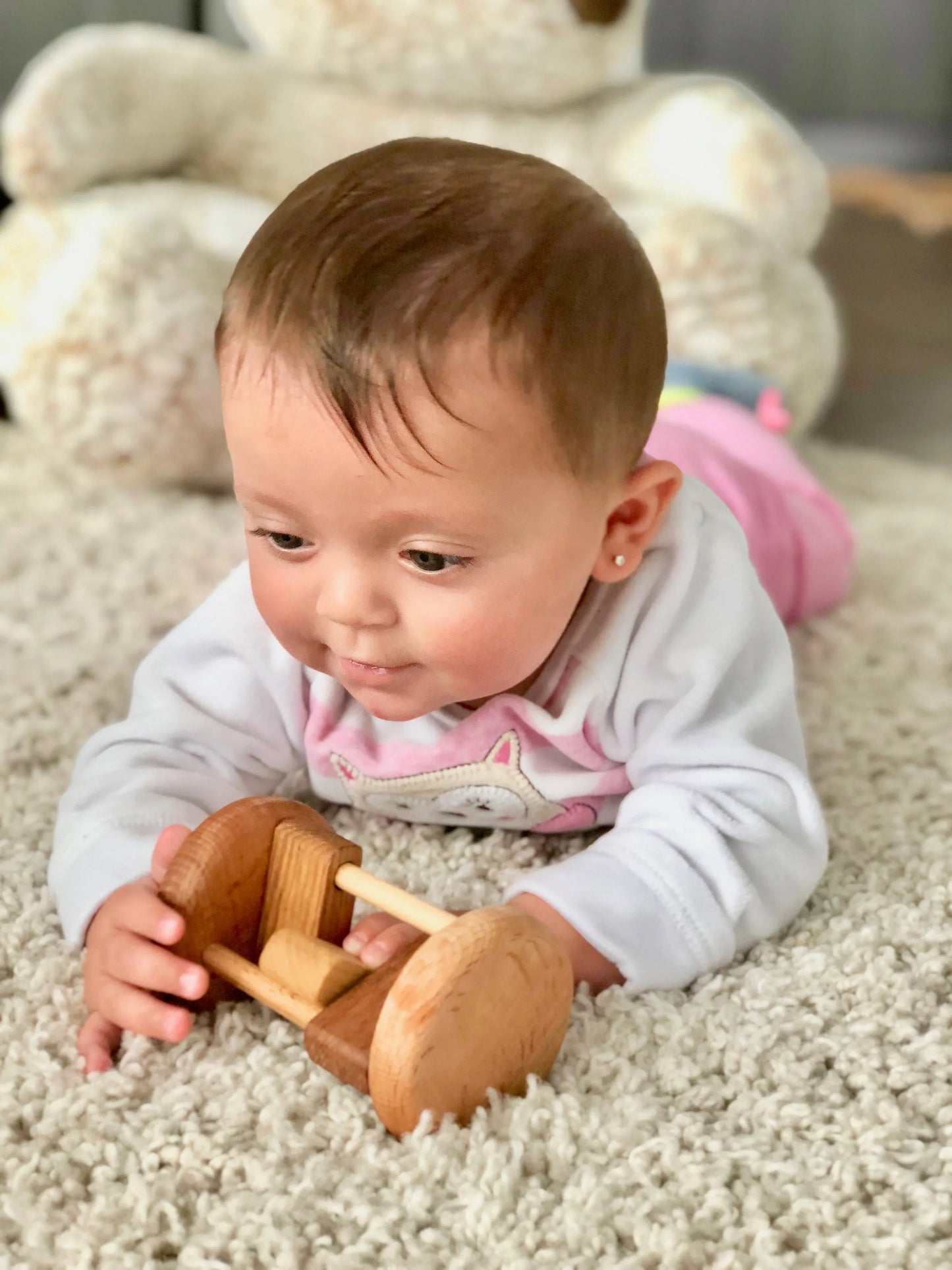 Montessori Rolling Rattle Handmade Natural Baby Toy For Sensory Play - ToylandEU