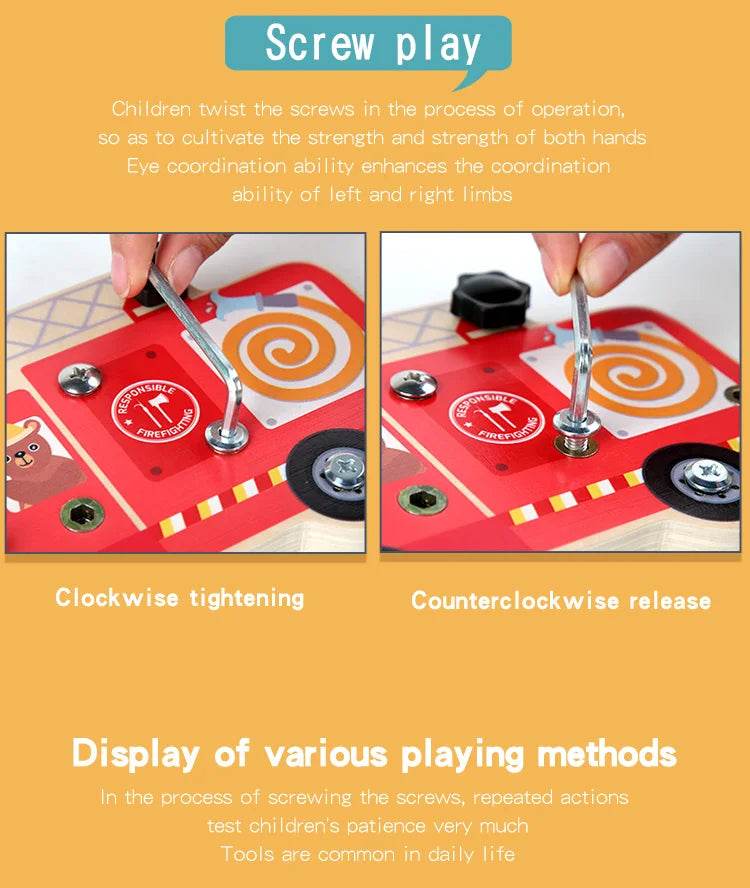 Montessori Screw Driver Board Educational Sensory Toy Preschool Wooden Toy for Toddler Skill Learning - ToylandEU