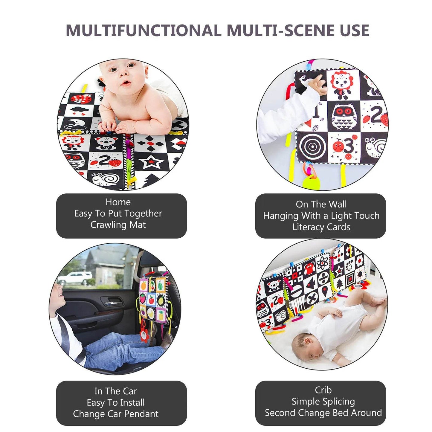 Montessori Sensory Play Mat for Baby Girls with Teether & Mirror - ToylandEU