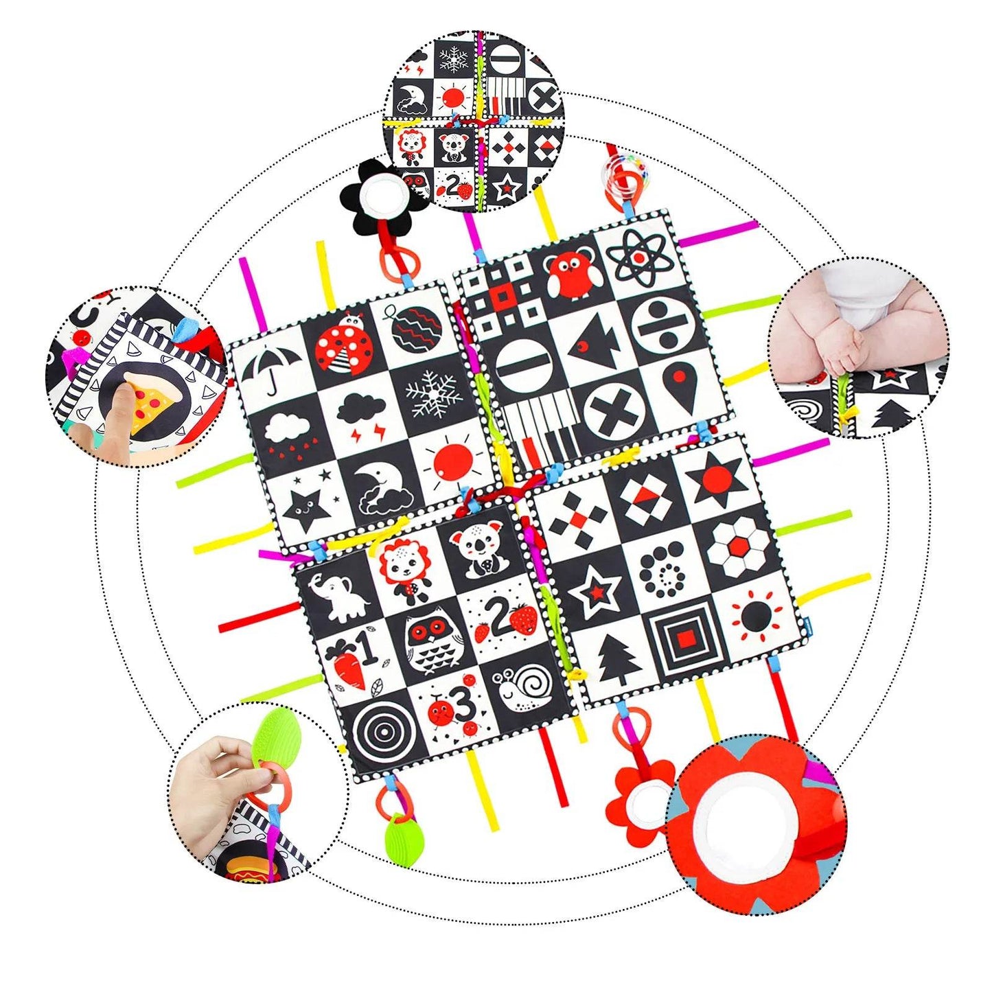 Montessori Sensory Play Mat for Baby Girls with Teether & Mirror - ToylandEU