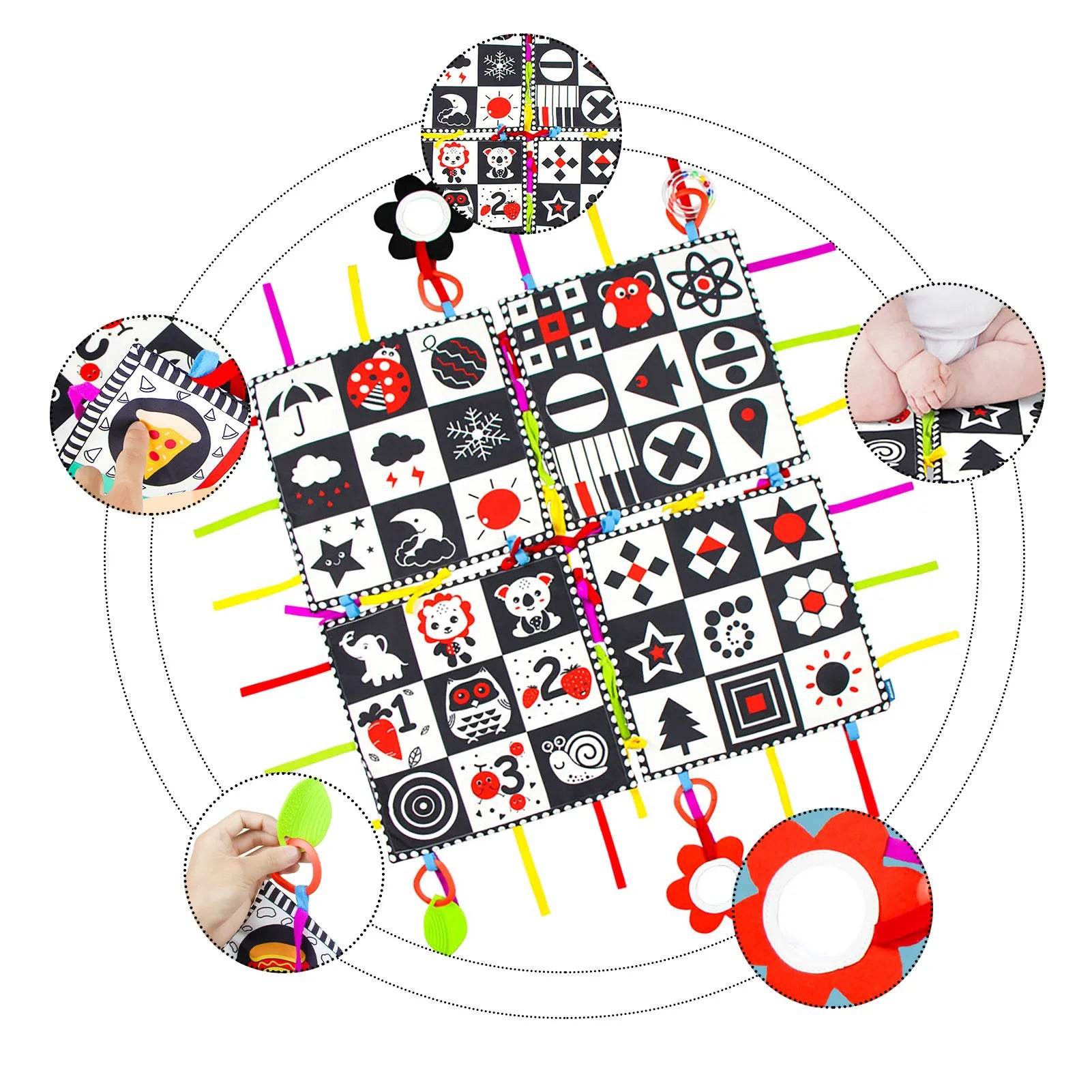 Montessori Sensory Play Mat for Baby Girls with Teether & Mirror - ToylandEU