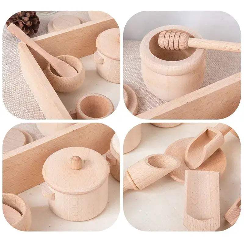 Montessori Sensory Puzzle Toys Educational Wooden Kitchen Tea Set - ToylandEU
