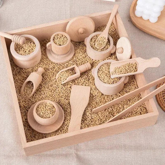  Montessori Sensory Puzzle Toys Wooden Kitchen Tea Set -  ToylandEU™