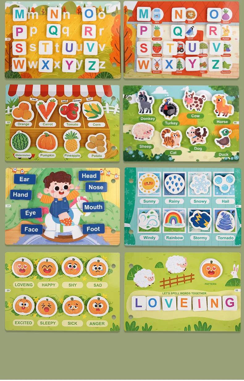 Montessori Children's Early Education Small Size Quiet Book and Busy Book Cognitive Games Matching Game Paste Book - ToylandEU