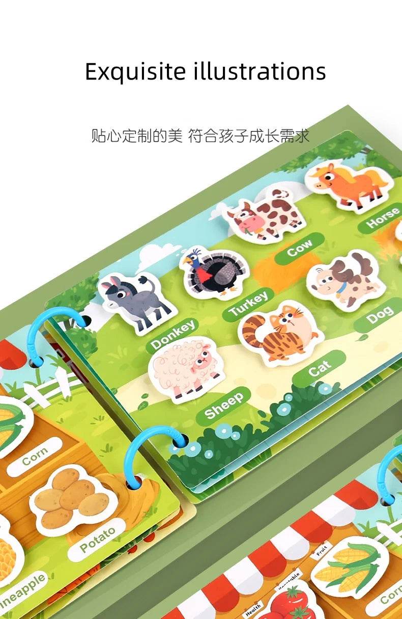 Montessori Children's Early Education Small Size Quiet Book and Busy Book Cognitive Games Matching Game Paste Book - ToylandEU