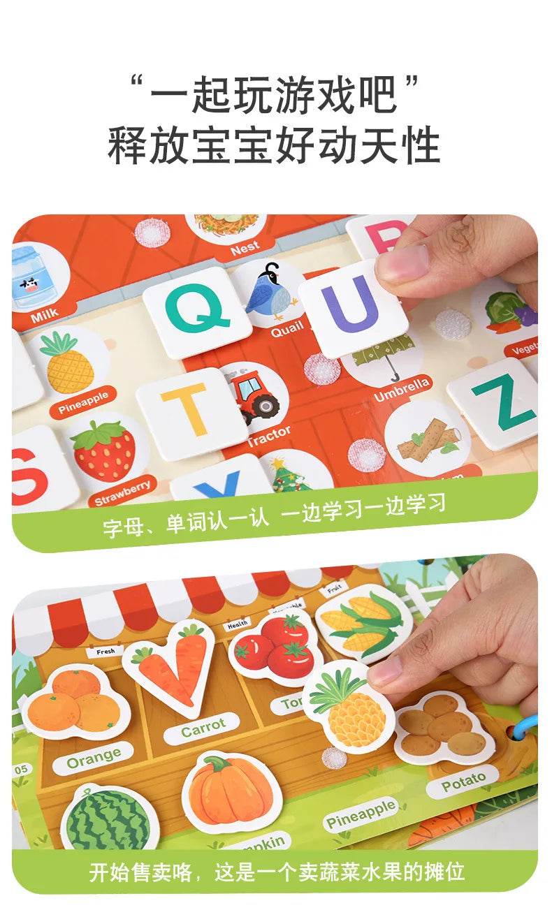 Montessori Children's Early Education Small Size Quiet Book and Busy Book Cognitive Games Matching Game Paste Book - ToylandEU