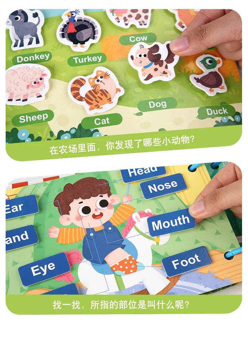 Montessori Children's Early Education Small Size Quiet Book and Busy Book Cognitive Games Matching Game Paste Book - ToylandEU